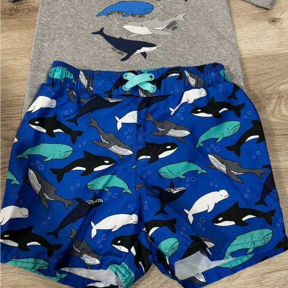 Cat & Jack 2 Sets Whale Themed Rashguard Set - Picture 5 of 7